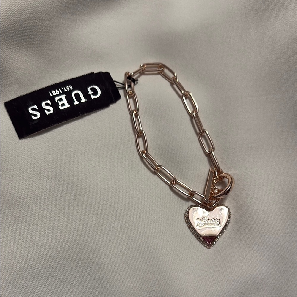 GUESS Gold Heart Charm Bracelet